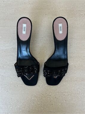 vintage prada beaded bow heel sandals